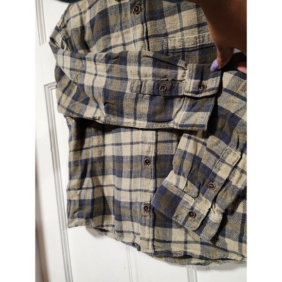 Zara olive & navy plaid flannel button down shirt - Picture 3 of 8